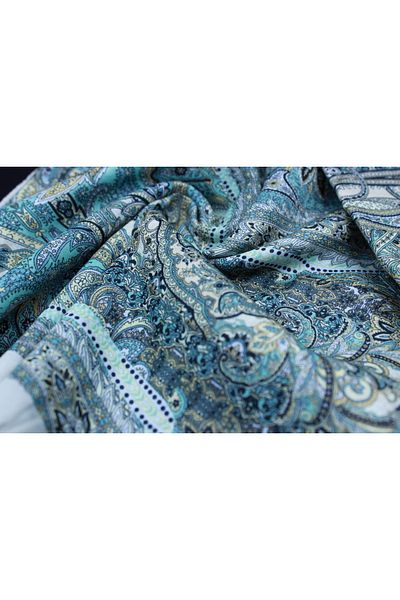 ALREMİYA Ethnic Pattern Cotton Shawl Yellow Turquoise