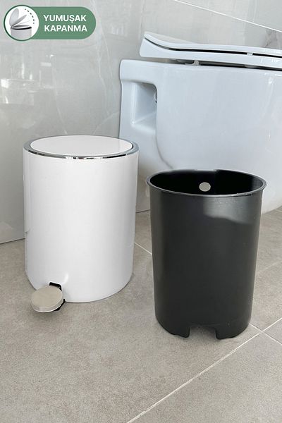 Prima Nova Lenox 5 Lt Λευκό Πεντάλ Μπάνιο-Γραφείο-Κάδος απορριμμάτων