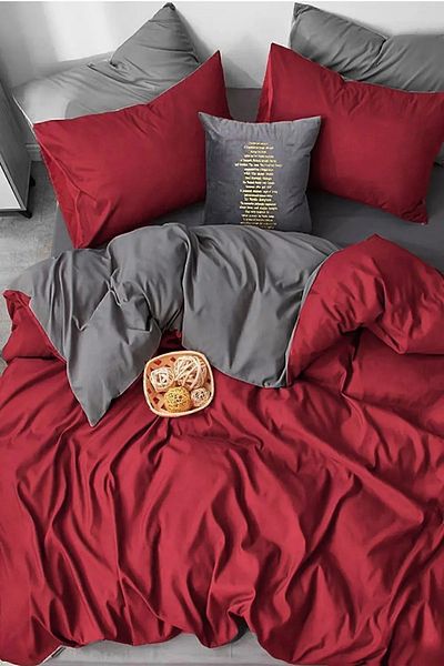İQON Elastic Sheet Duvet Cover Set Double Red 200x220 cm