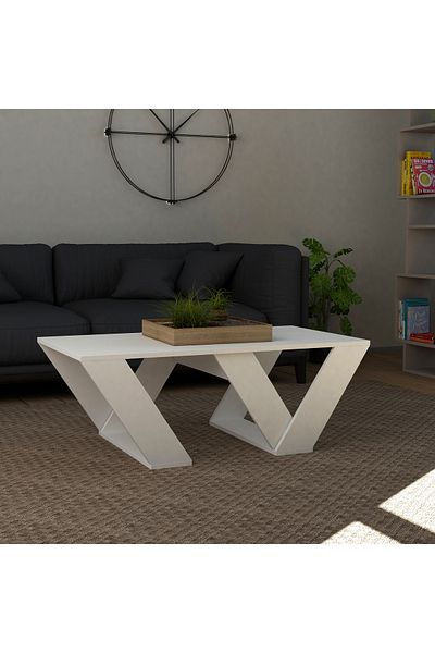 Mourah Home Pipra Modern Coffee Table White Multipurpose H 40cm White