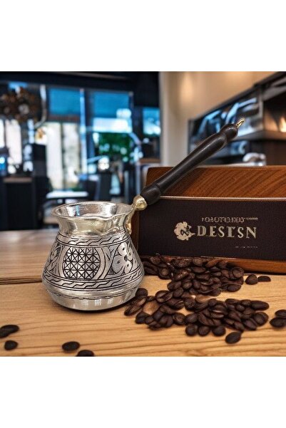 Bakır Center Bakır Cezve 7 Türk Kahve Fincanlık Kalaylı El Oyma İşçilikli Ail...