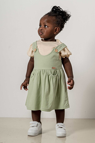 bombe Baby Kids Πράσινο-δέρμα Βαμβακερό Σετ 2 τεμαχίων First I'm Trend Fashion Bottom Top Σετ