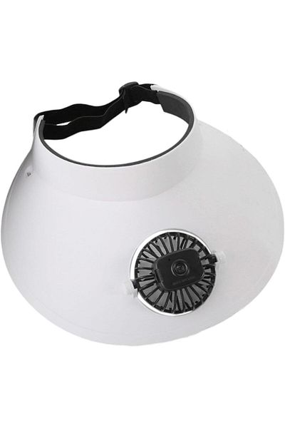 Generic Rechargeable Fan Sun Visor Hat – White/Black | 3-Speed Cooling Cap with Wide Brim for Outdoor Use