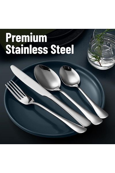 COOYA 24-Piece Stainless Steel High-Quality Cutlery Set, Including Knife, Fork, Spoon, 39.6x5.5x25.7 Cm