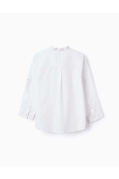 Ziddy Shirt with Mao Collar for Boys, White