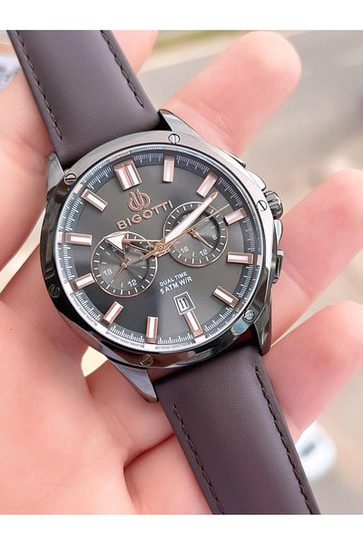 Bigotti Leather Cord Dial with Calendar 5 Atm Water Resistant 2 Years Guarantee Men Wrist Watch Tbg10521.5