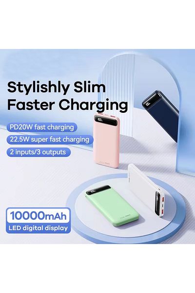REDz Accessories Baterie Remax RPP-520, 10.000 mAh, încărcare multiplă, Pd QC 20 W, afișaj LED, albastru