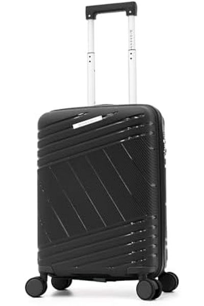 Giordano Polypropylene Cabin Size Trolley,25/167031-20t Black With Double Spinner Wheels And Tsa Lock