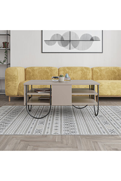 Mourah Home Norfolk Modern Coffee Table Mocha Grey Multipurpose H 43.6cm Ligh...