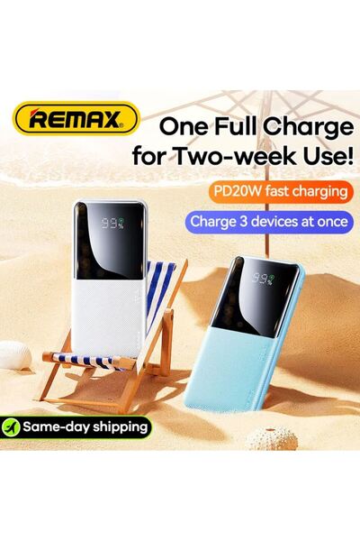 REDz Accessories Εξωτερική μπαταρία 20.000mAh, Remax RPP-623, 2 θύρες USB και type-C, οθόνη LED, λευκό