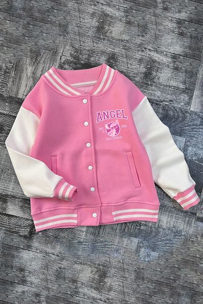 C&C OKULCUNUZ Kids Girls & Boys School College Jacket Seasonal Pink Lilo Stitch