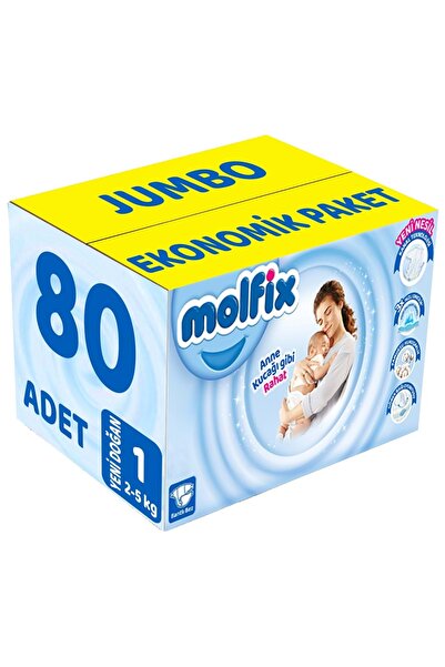 Molfix Bebek Bezi Beden:1 (2-5Kg) Yeni Doğan 80 Adet Jumbo Ekonomik Pk