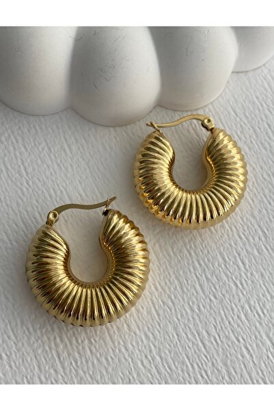 Elysia Accessory Retro Görünümlü Kalın Çelik Halka Küpe