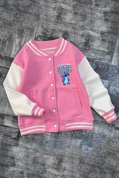 C&C OKULCUNUZ Kids Girls & Boys School College Jacket Seasonal Pink Dude Stitch