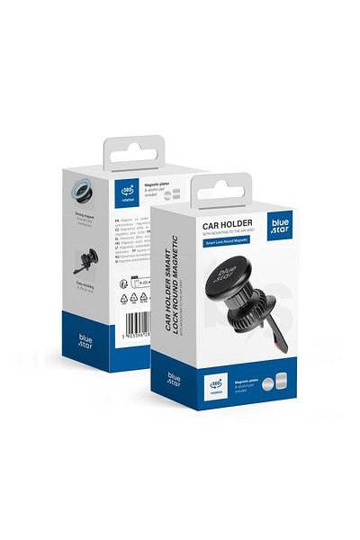 REDz Accessories Suport auto, Grilă de aerisire magnetică, Compatibil cu încuietoare inteligentă Blue Star rotundă magnetică, Negru