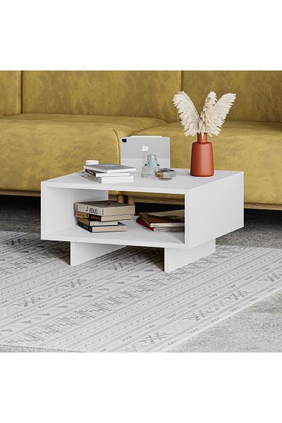Mourah Home Hola Modern Coffee Table White Multipurpose H 32cm, White