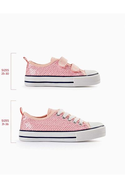 Ziddy Sequined Trainers for Girls '50s Sneaker', Pink