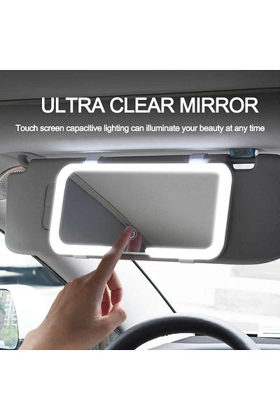 Choice WHITE HD Mirror Car LEDMakeup Mirror Three Gear Adjustment Sun Visor Plate Interior RearMirror Dimma