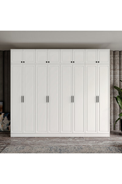 GuneyStore Ücretsiz Montaj Milas 8 Kapaklı Komple MDF Yüklüklü Gardırop