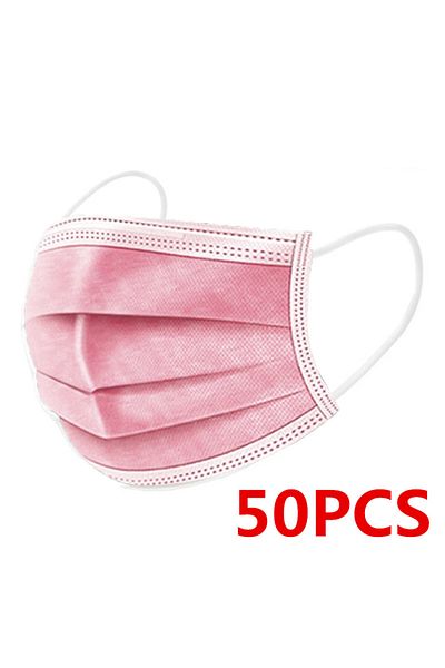 YUKUI وردي - 50 قطعة 10/50/100/200 قطعة أقنعة طبية للاستخدام مرة واحدة للبالغين قناع جراحي أسود Fi