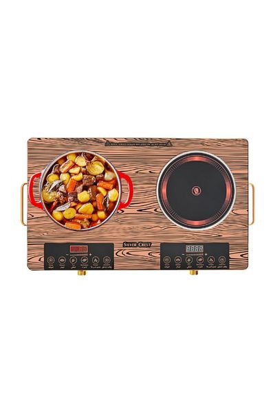 Silver Crest Electric Double Burner Hot Plate - 3500W, Infrared Heating, LED Display, Multi-Cooking Modes