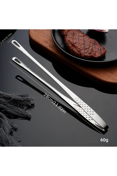Choice1 Large Silver 304 Stainless Steel Food Clip, Extended Barbecue Tongs f...