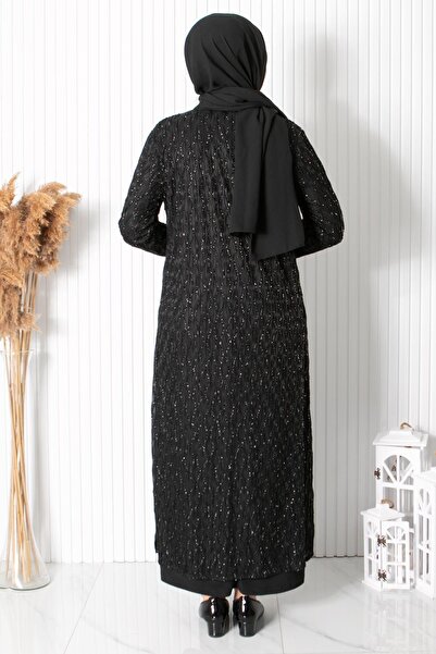 SUBU TASARIM Necklace Detailed Evening Dress Black Tbsmda2323