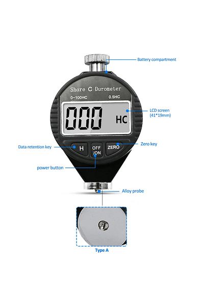 Choice 0-100HA Digital Shore Hardness Durometer Digital Hardness Tester Hardness Meter Shore 0-100 A/C/D Fo