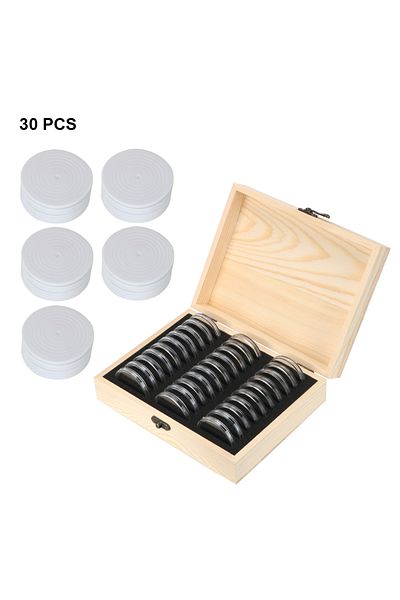Choice 30pcs Hilife Coin Storage Box With Adjustment Pad 20/30/50/100pcs Adjustable Wooden Commemorative Co
