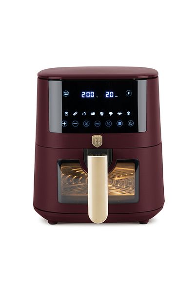 Berlinger Haus Friteuză cu aer BerlingerHaus - Colecția Leonardo, 5L, Digitală, LED, 1400W, Burgundia, Fereastră