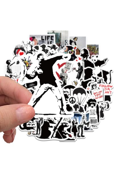 Choice 67pcs-random 67pcs Banksy Sculptures Flower Thrower Stickers Cool Street Art Graffiti Decals For Lug