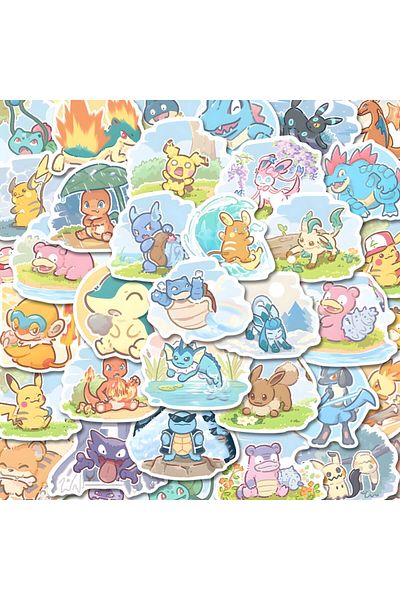 Choice 63pcs 63pcs Cute Anime Pokemon Pikachu Stickers Aesthetic Kawaii Cartoon Kids Sticker Toy Phone Note