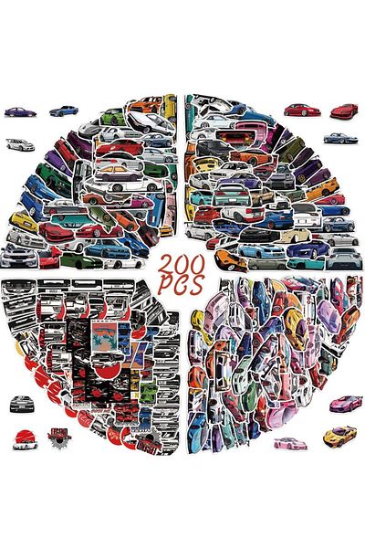 Choice 200pcs 200pcs JDM Retrofit Racing Cars Stickers Fashion Funny Cool Decals For Laptop Luggage Guitar