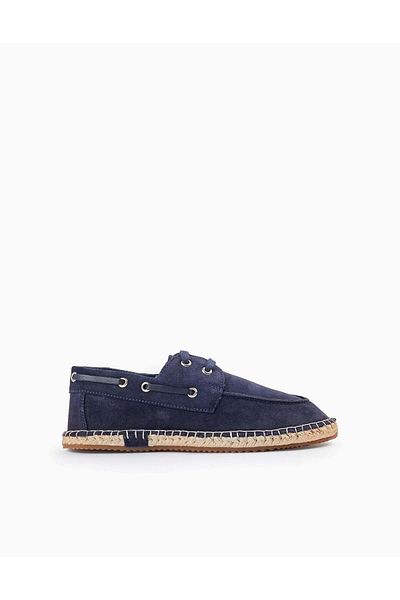 Ziddy Leather Moccasin Shoes for Boys, Dark Blue