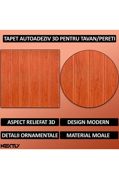 NEXTLY Set 40 X Tapet Autoadeziv 3d , Design Lemn, Pentru Perete Sau Tavan, Waterproof, Ajustabil