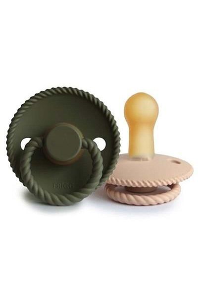 Frigg 6-18 Months Croissant / Olive Rope Double Rubber Pacifier