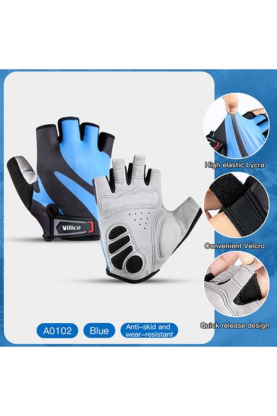 Choice L Blue Half Finger Cycling Gloves Summer Bicycle Gloves Shock-absorption Breathable Mountain Bike Mt