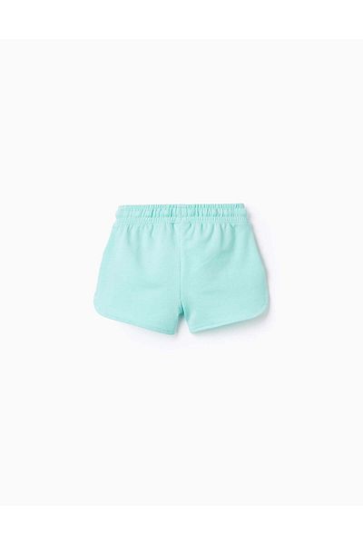 Ziddy 2 Cotton Shorts for Baby Girls, White/Green Water