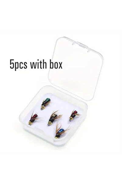 Choice 5 قطع مع صندوق 5/10 قطع طُعم صيد حشرات اصطناعي، رأس خرز نحاسي سريع الغ...