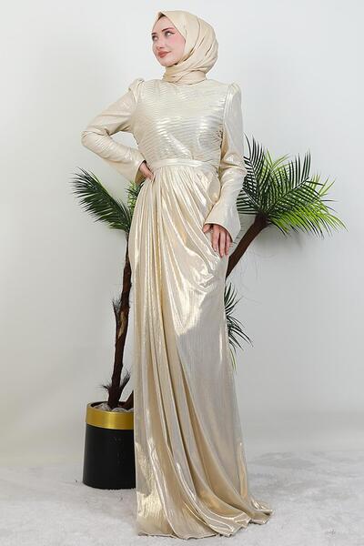 giz astore Şahika Tesettür Elbise Gold