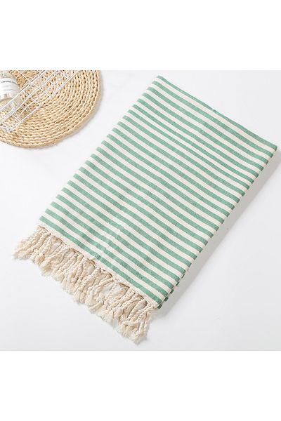 Choice 1pc 100x180CM Green YEUZLICOTTON Hot Sale luxury Striped Tassel 100% cotton sauna spa bath towel For