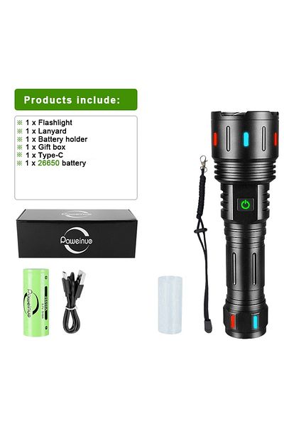 paweinuo 26650 Battery-box 200000000 Most Powerful Led Flashlight Rechargeable 800w Led Flashlights High Powe