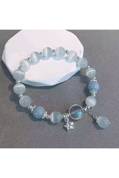 Choice Asl70338 Unique Dreamy Blue Moonstone Cat Eye Pendant Crystal Bead Bracelet Party Jewelry Gift For W