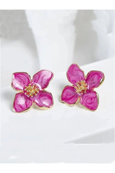 Choice أقراط AEH60089 من الإيبوكسي باللون الفوشيا على شكل زهرة كورية للنساء، ...