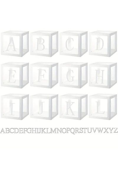 Choice R 25X25cm WHITE A-Z letters white balloon box-baby shower, birthday and wedding and gender-memorable