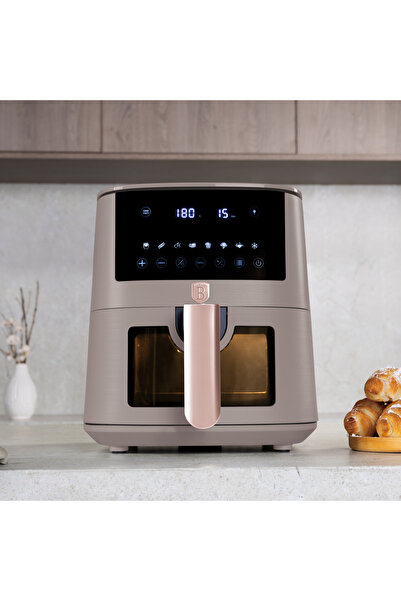 Berlinger Haus BerlingerHaus Airfryer - Taupe Collection, 5L, Digital, LED, 1400W, Gray, Window
