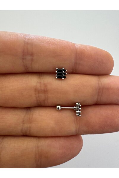 Arescollection 1 adet zirkon taşlı helix tragus lobe uyumlu piercing küpe