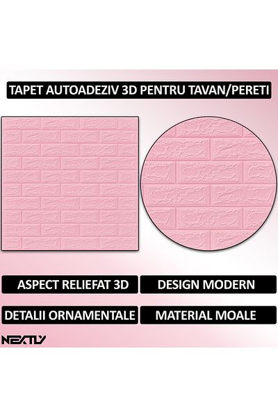 NEXTLY Set 10 X Tapet Autoadeziv 3d , Pentru Tavan/perete, Design Caramida, Waterproof, Ajustabil