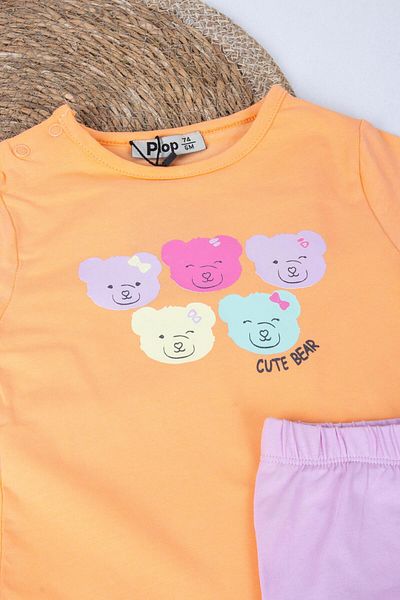 TRENDİMİZBİR Teddy Bear Themed Baby Girl Shorts Set