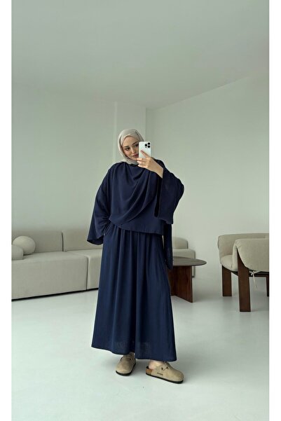 My Blog Set fuste bluză pelerina bleumarin - 8672